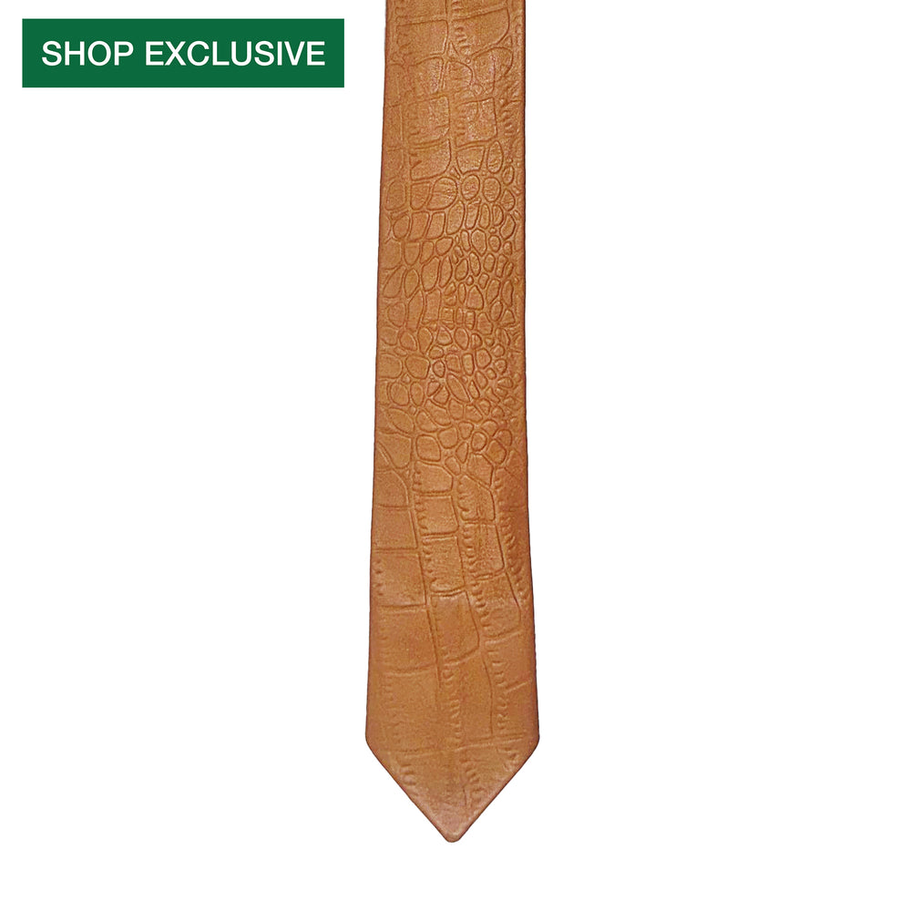 Tan Croco Leather Tie