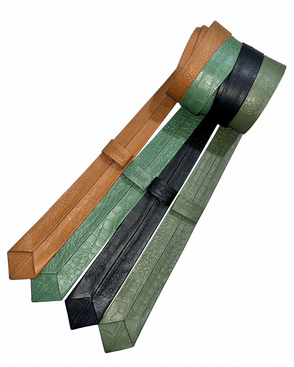 Green Croco Leather Tie