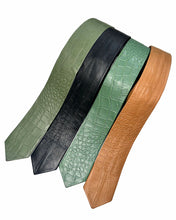 Load image into Gallery viewer, Tan Croco Leather Tie
