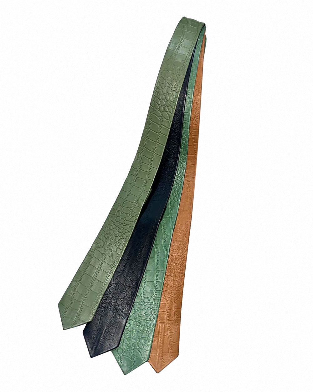 Green Croco Leather Tie