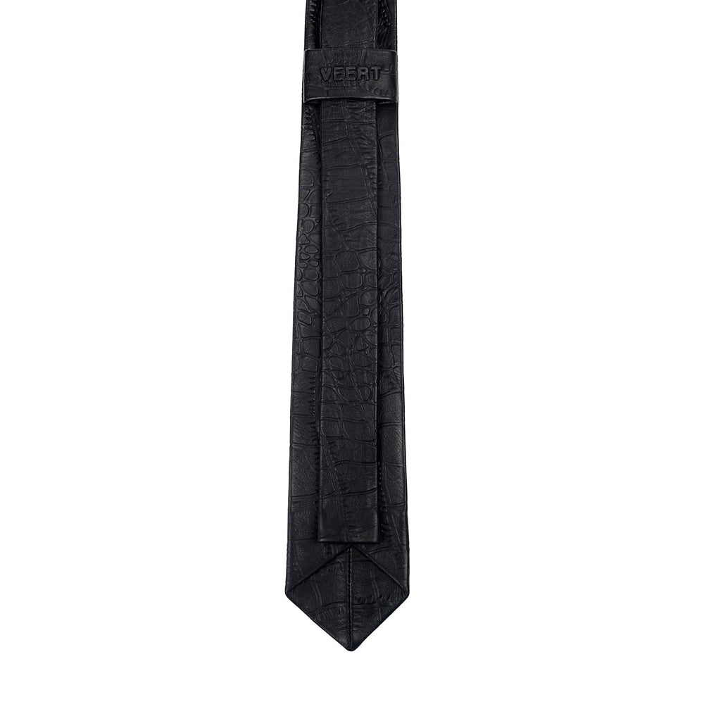 Black Croco Leather Tie