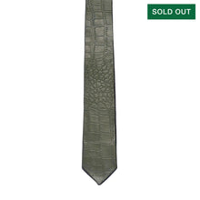 Load image into Gallery viewer, Olive Green Croco Leather Tie
