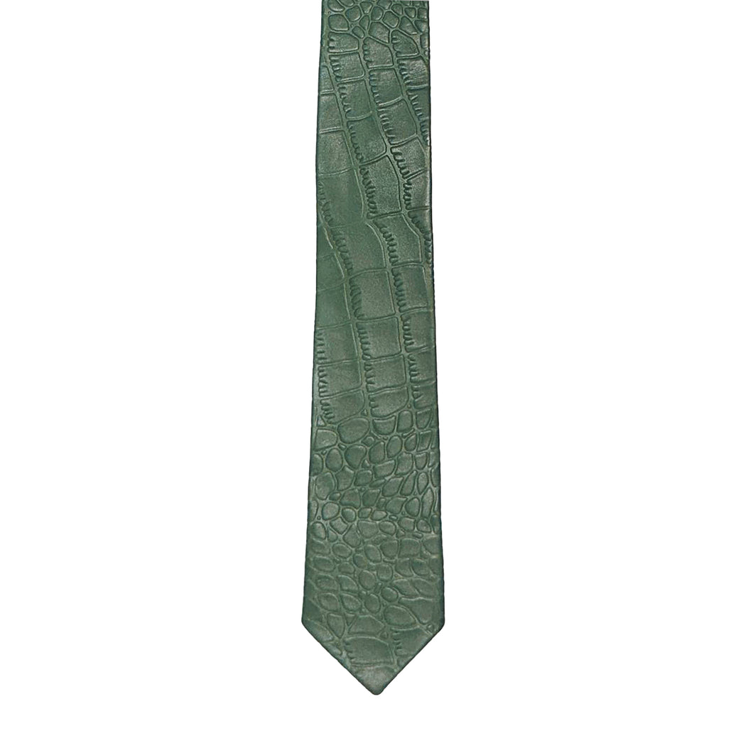 Green Croco Leather Tie