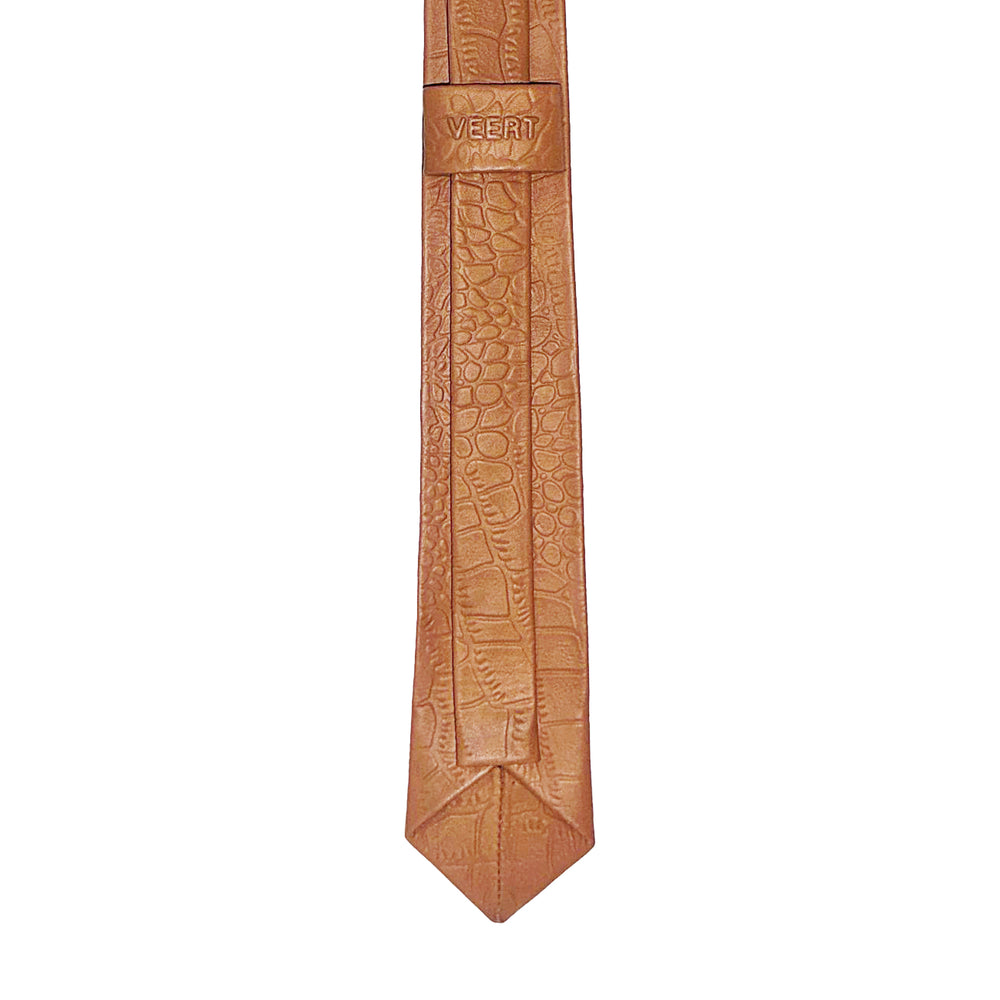 Tan Croco Leather Tie