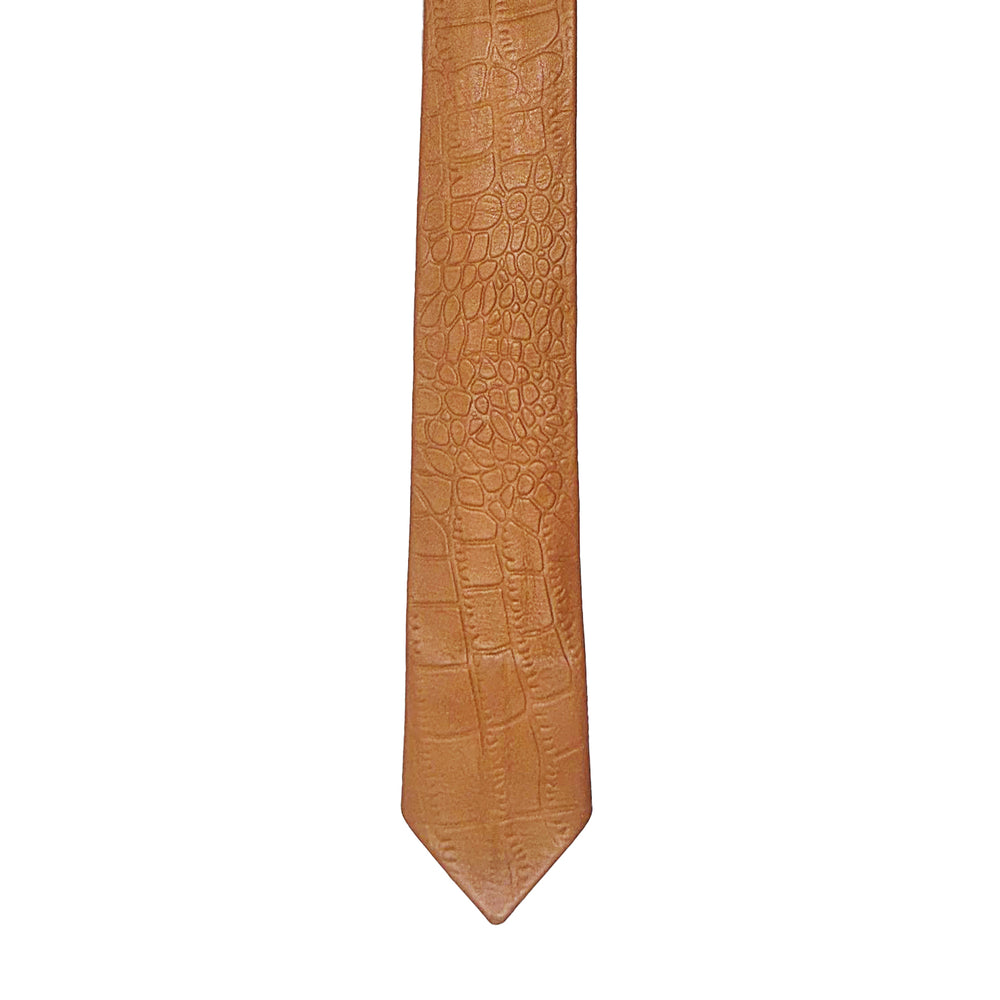 Tan Croco Leather Tie