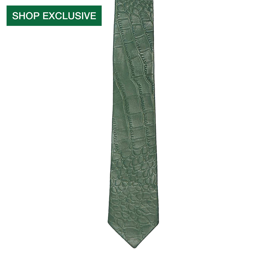 Green Croco Leather Tie