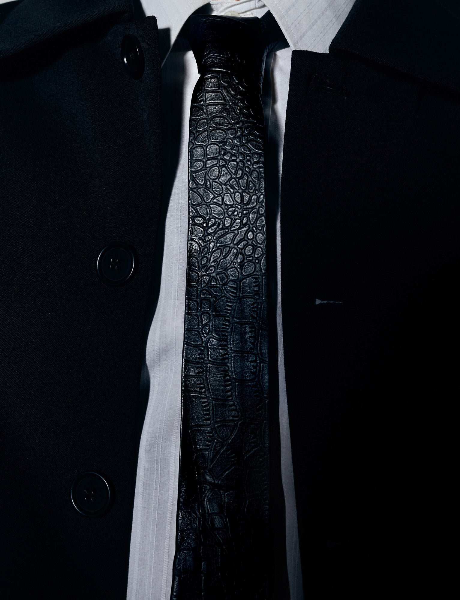 Mens Lamb Leather Necktie - Skinny Solid Casual Business