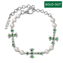 Load image into Gallery viewer, The Cross and Freshwater Pearl Bracelet in White Gold
