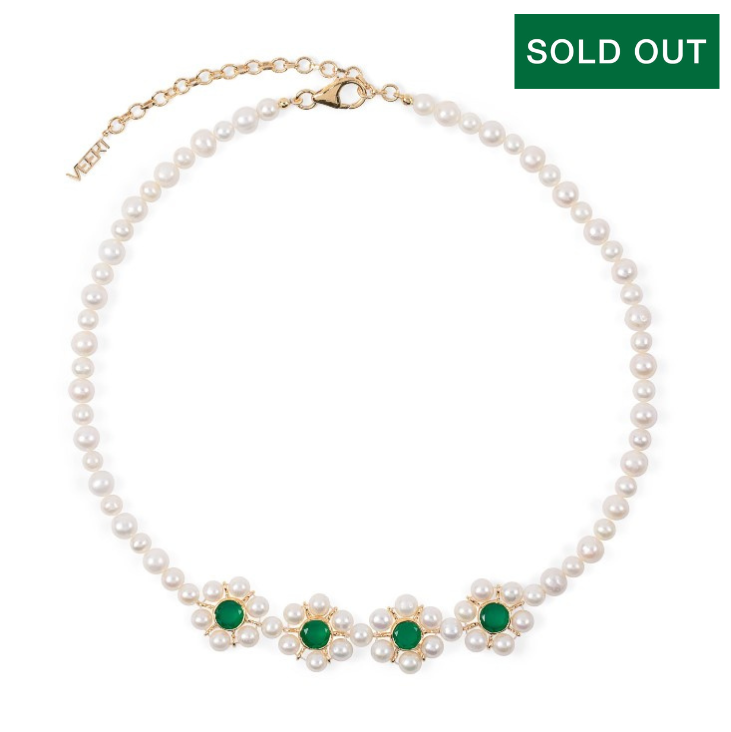 The Four Flower Pearl Necklace in Yellow Gold