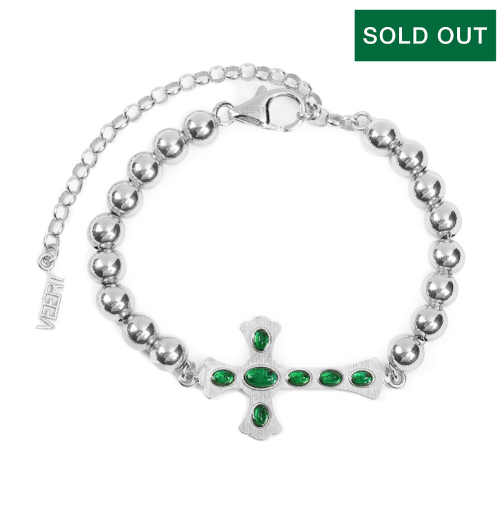 The Green Cross Bracelet in White Gold