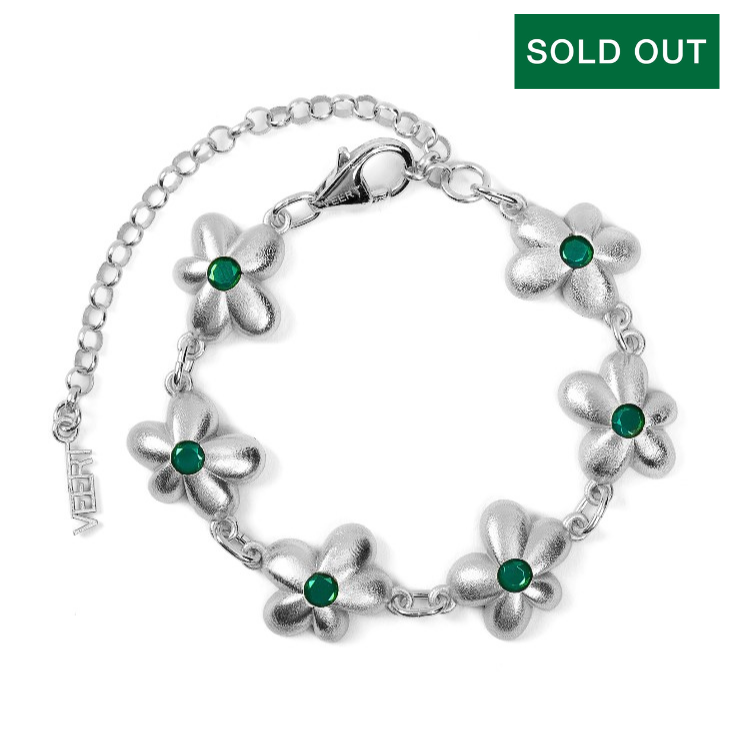 The Green Flower Bracelet in White Gold