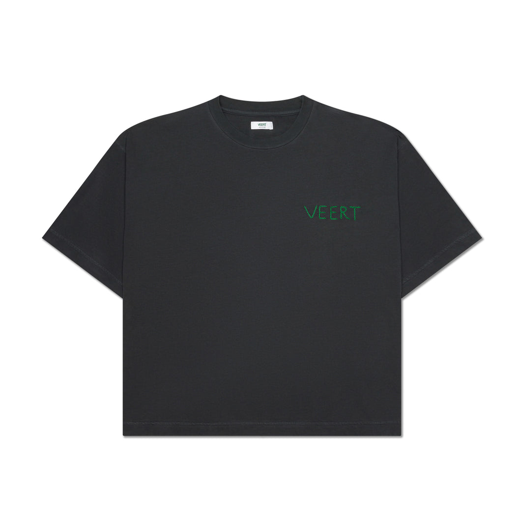 HANDWRITTEN EMBROIDERED T-SHIRT WASHED DARK GREY