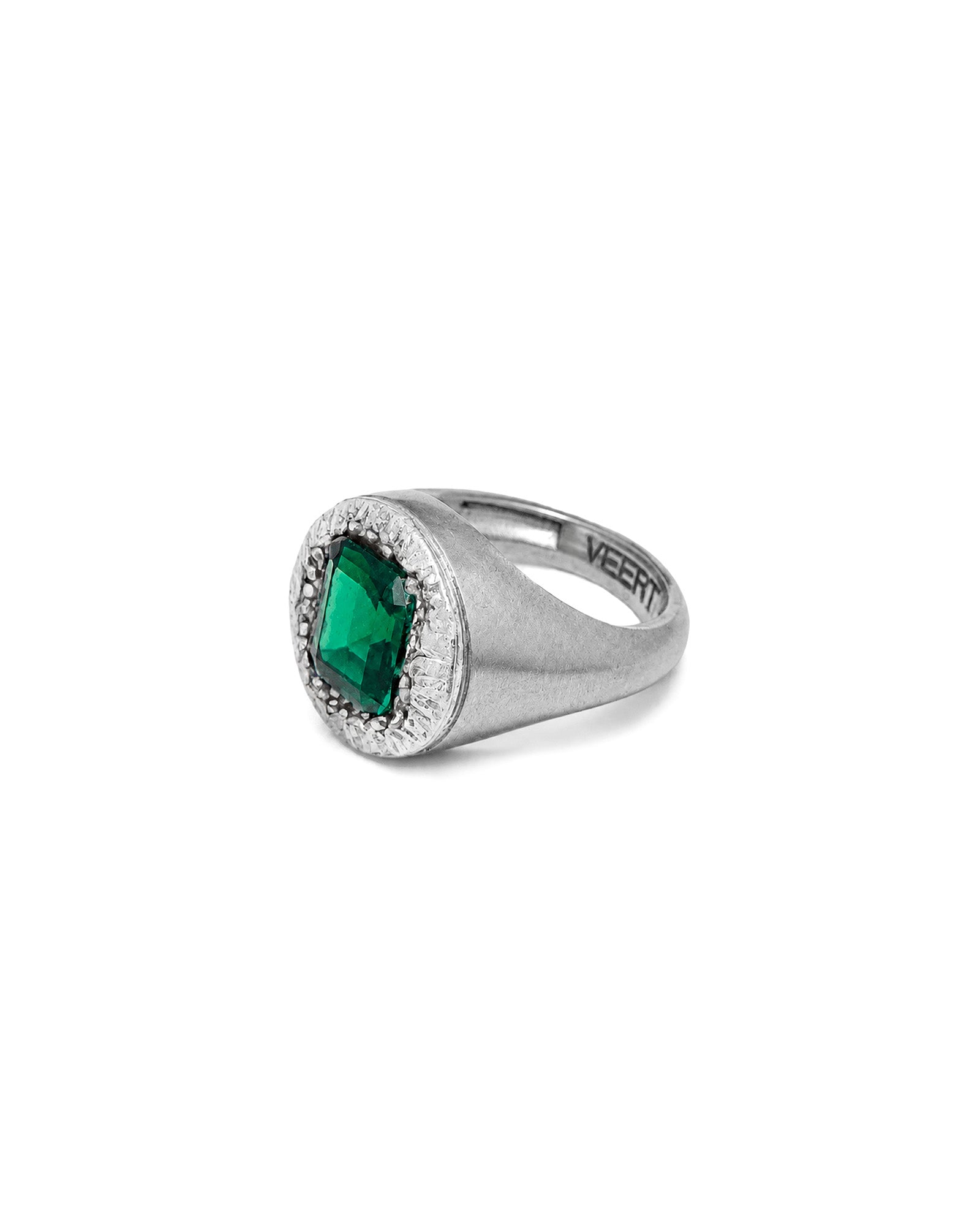 The Green Heritage Signet Ring in White Gold