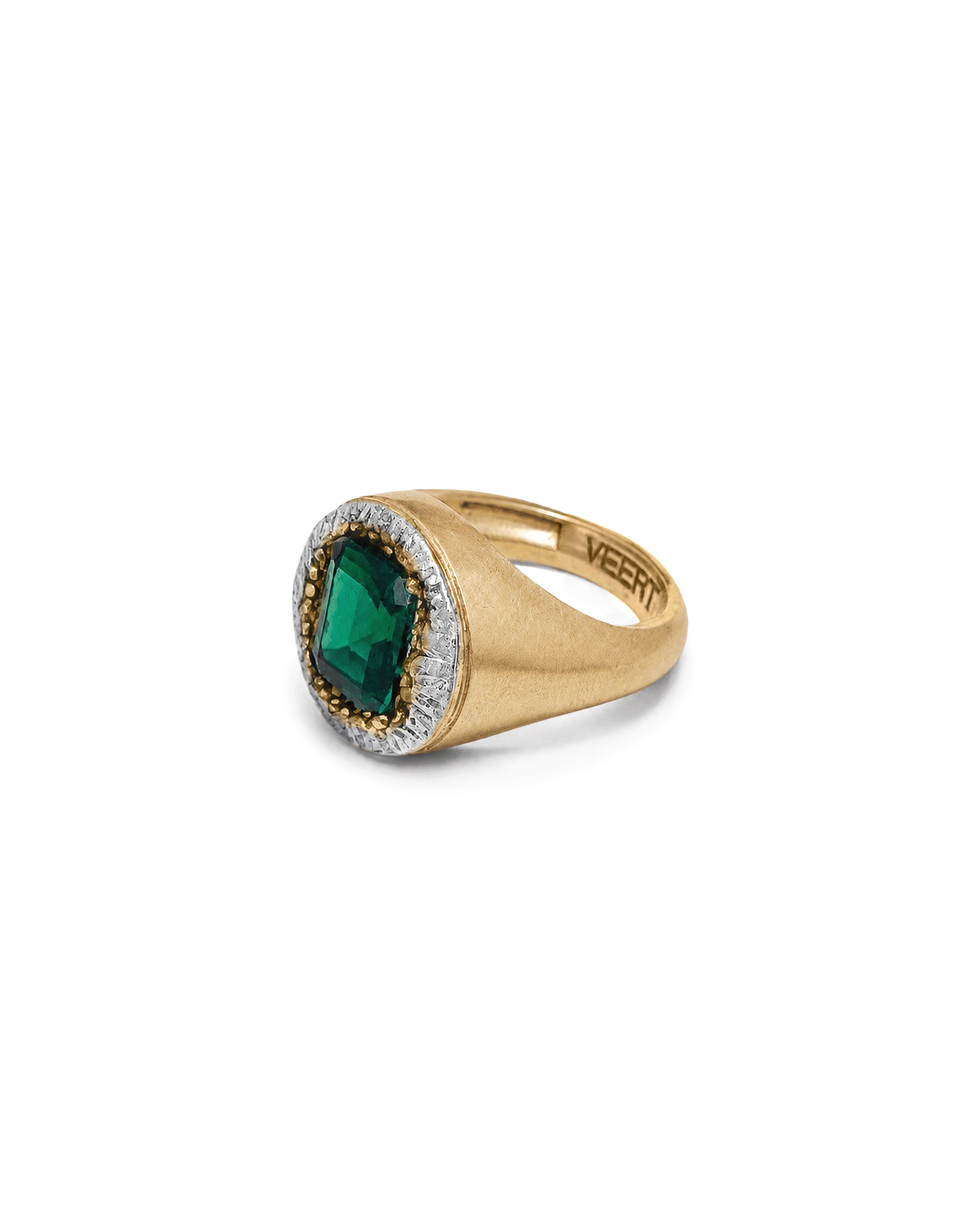 The Green Heritage Dual Tone Signet Ring in Yellow Gold