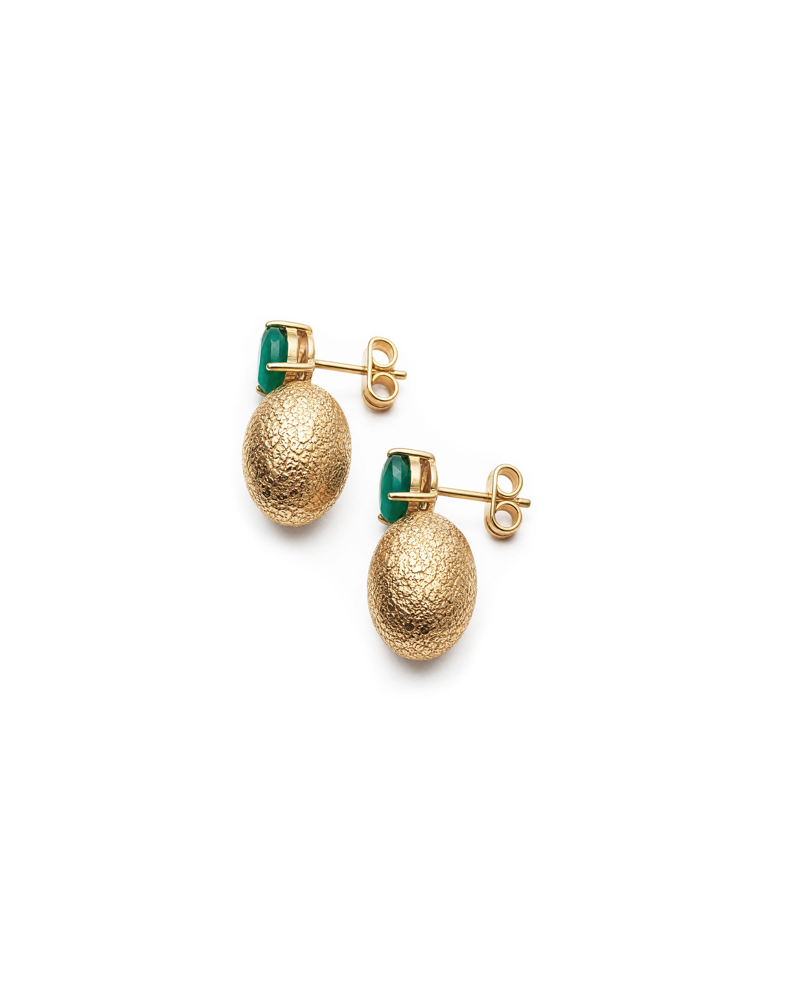 The Dome Green Onyx Earring in Yellow Gold