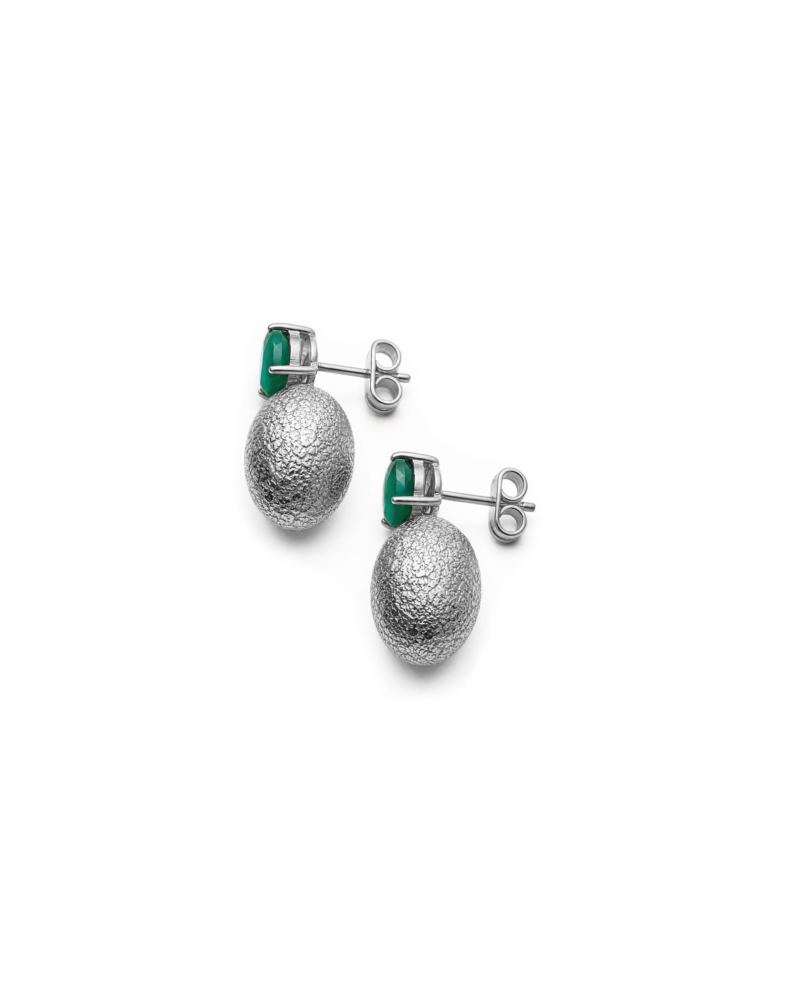 The Dome Green Onyx Earring in White Gold