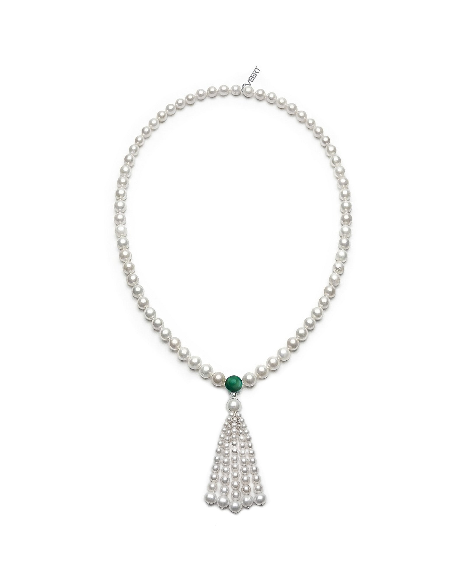 The Green Onyx Tassel Pearl Necklace