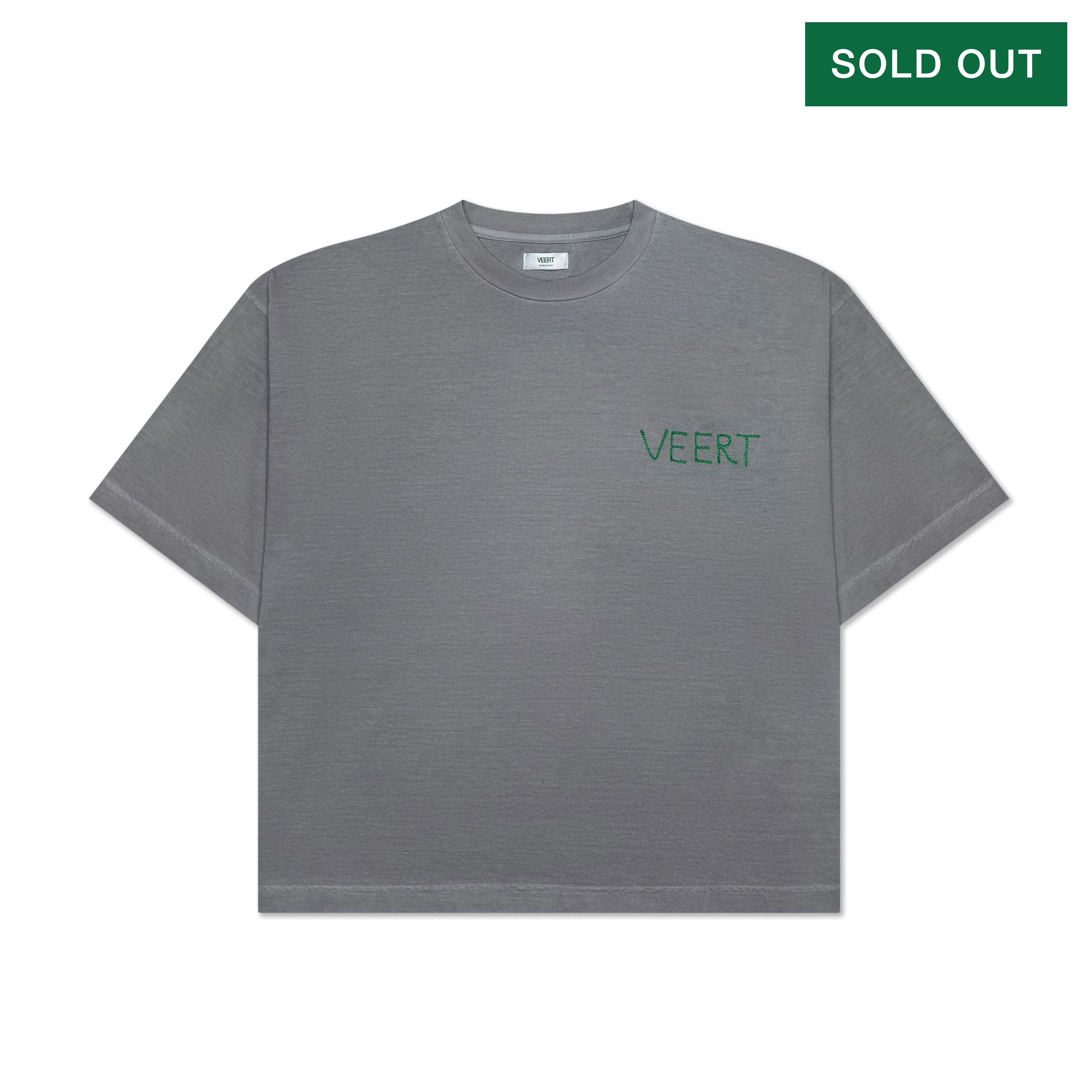 ★DRAW FIT★ Sans Serif Embroidered T-shirt [IVORY] VEERT - HANDWRITTEN EMBROIDERED T-SHIRT WASHED LIGHT GREY