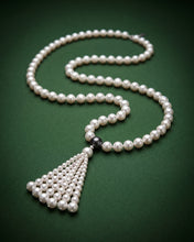 Load image into Gallery viewer, The Grey Pearl Tassel Pearl Necklace
