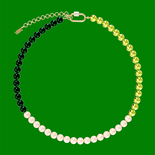 The Chunk Multi Green Freshwater Pearl Necklace in Yellow Gold