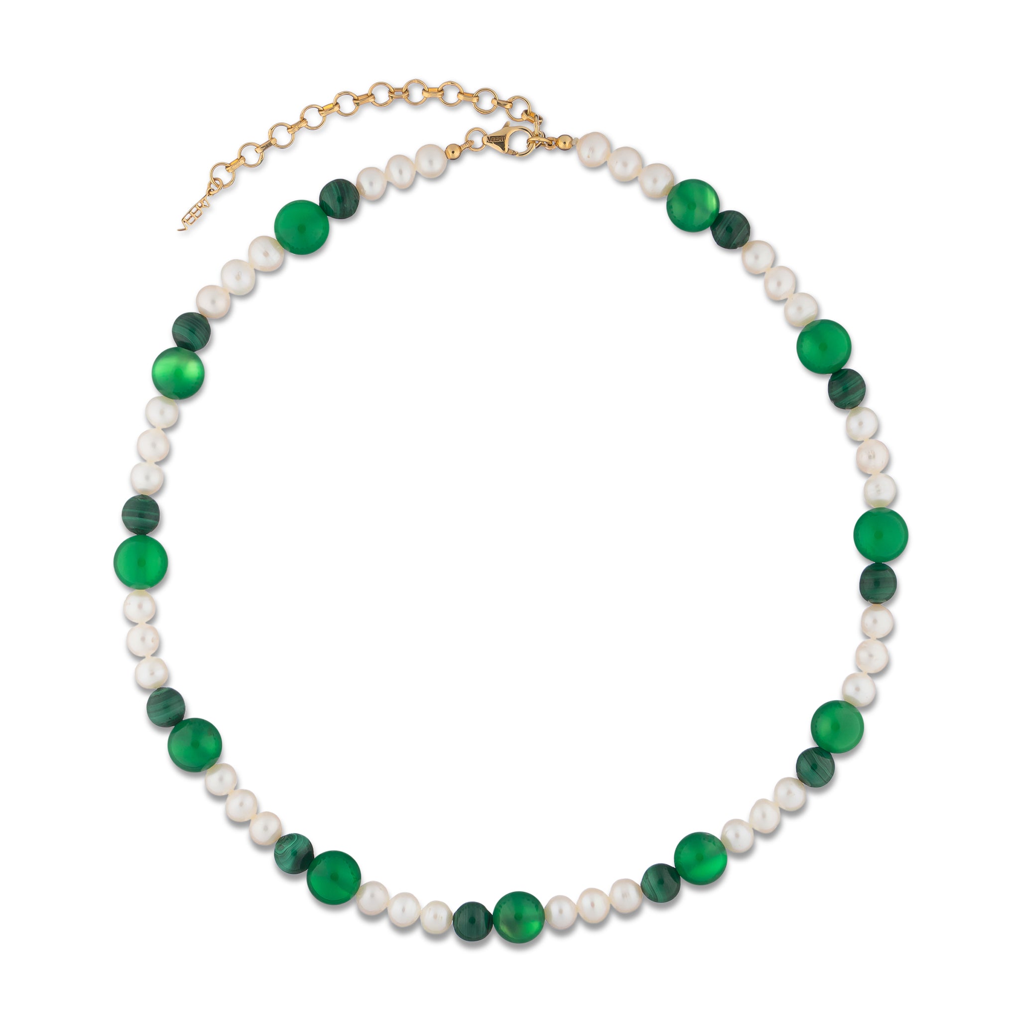 VEERT - Green Onyx & Malachite Freshwater Pearl Necklace