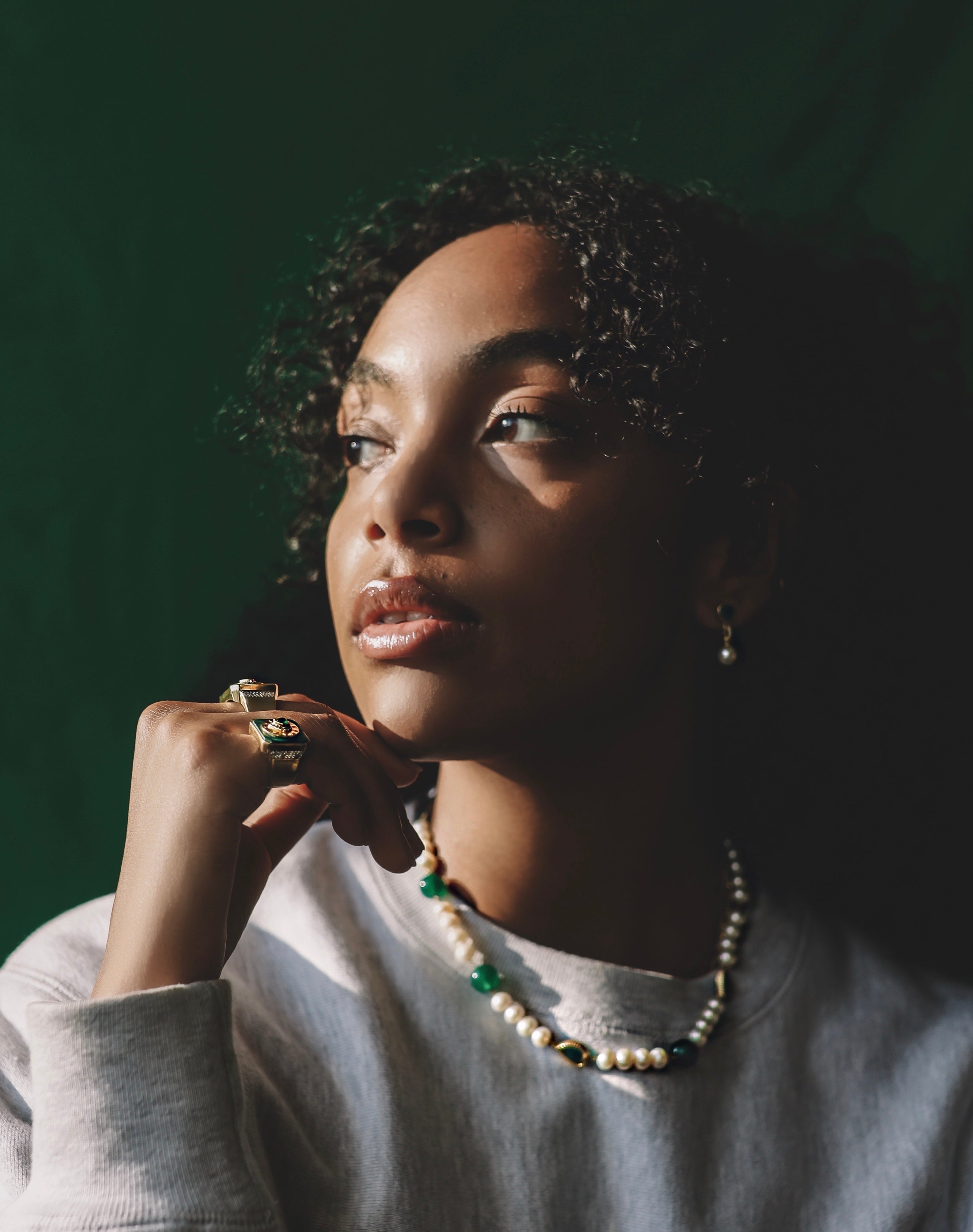 Green Onyx Freshwater Pearl Earring Pair