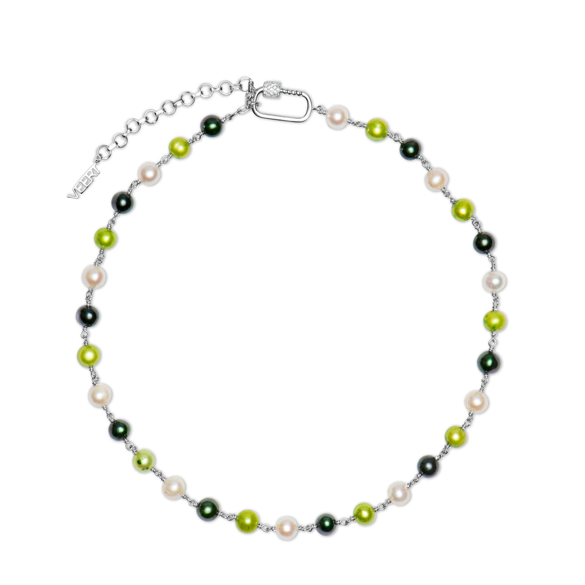 VEERT White 'The Green Polka Dot Freshwater Pearl' Necklace