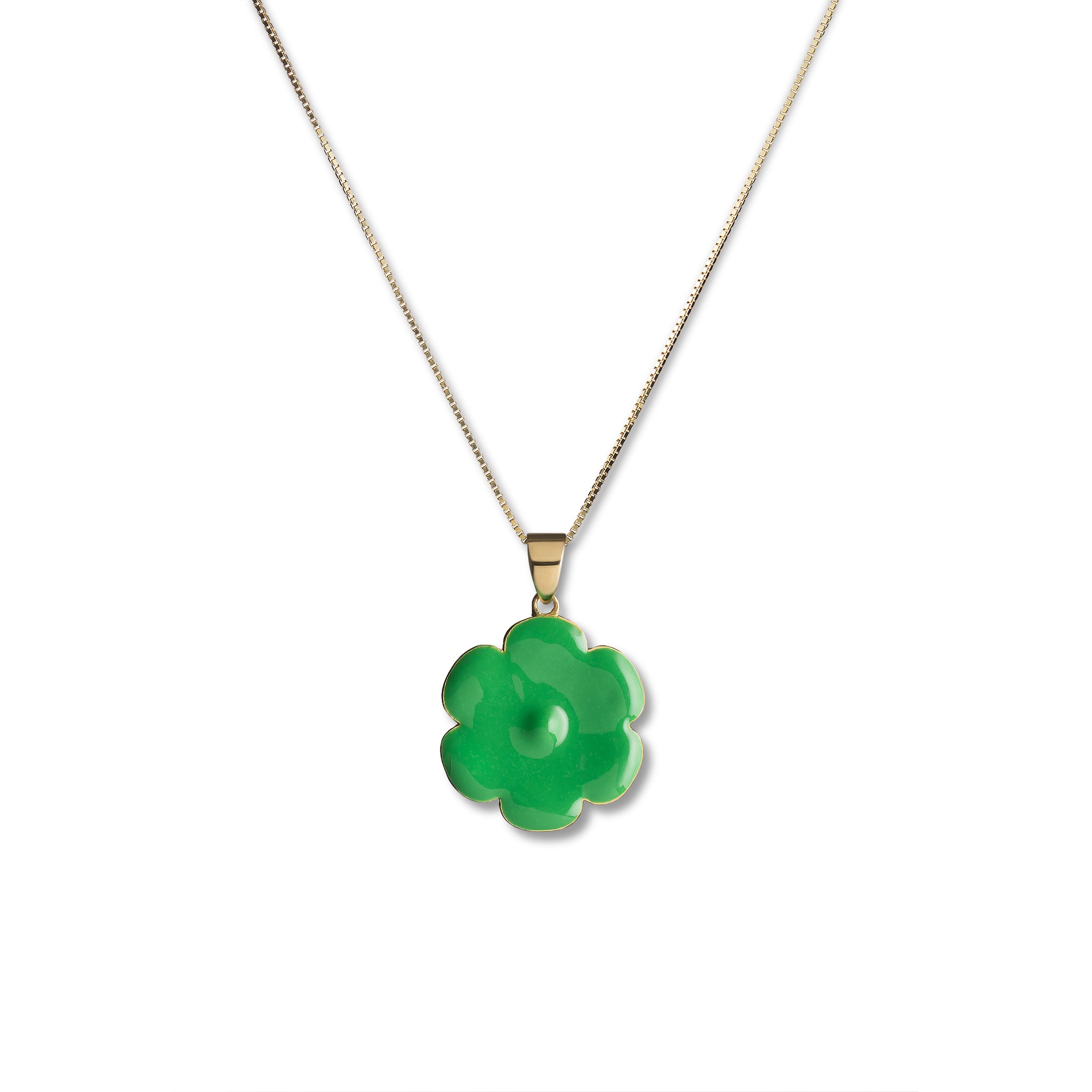 Green Enamel Flower Pendant Chain