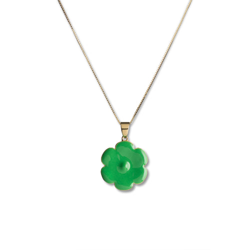 Green Enamel Flower Pendant Chain