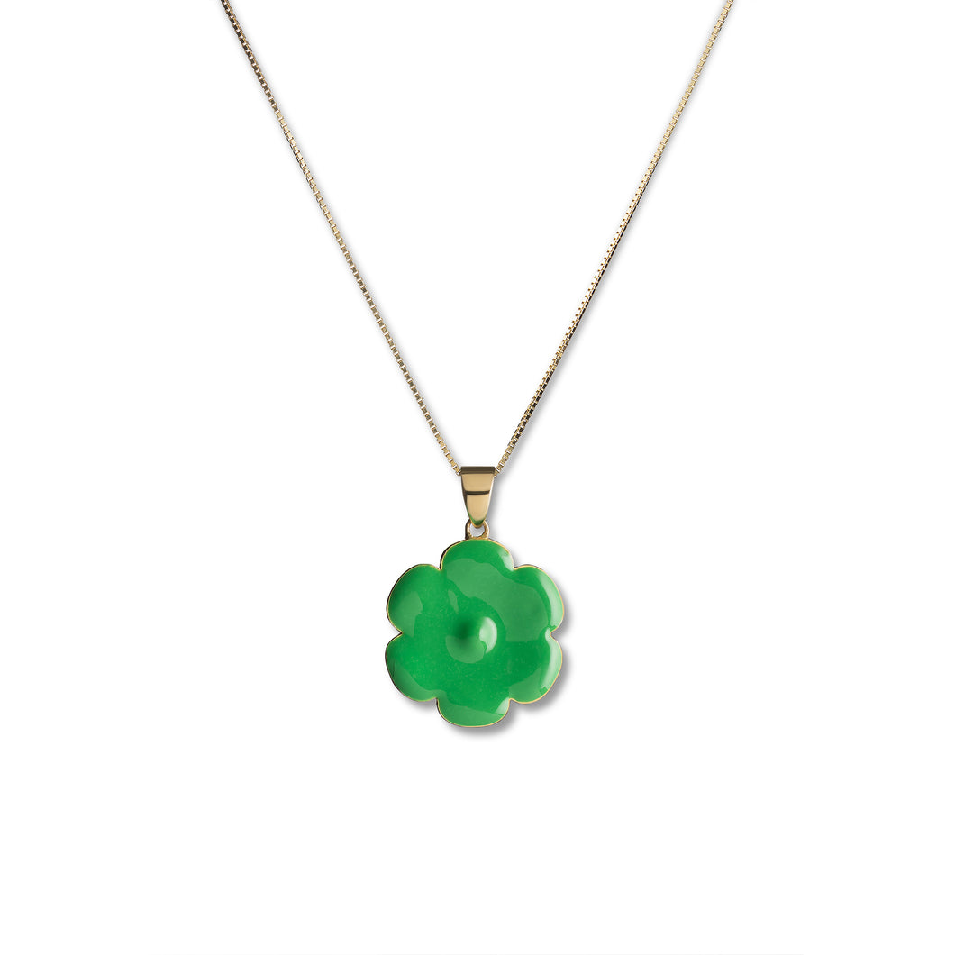 Green Enamel Flower Pendant Chain