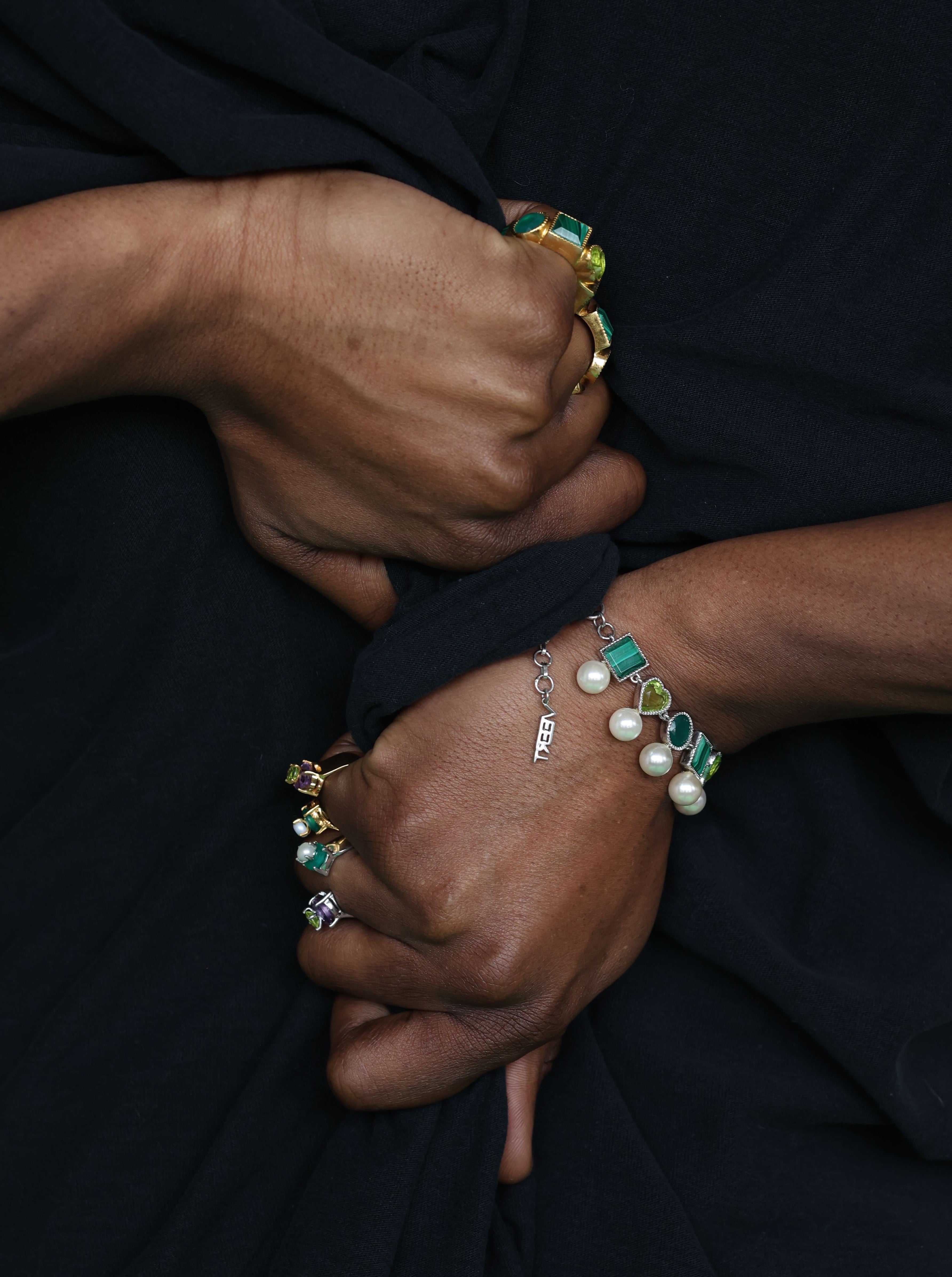 The Cuban Link Malachite, Green Onyx & Freshwater Pearl Necklace