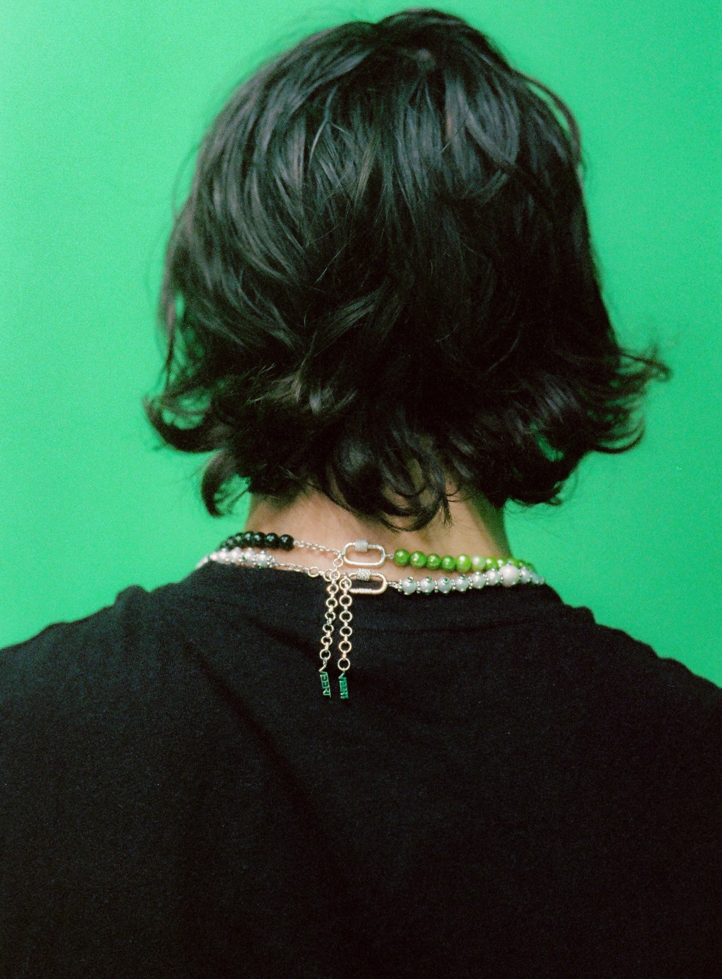 The Chunk Multi Green Freshwater Pearl Necklace in White Gold