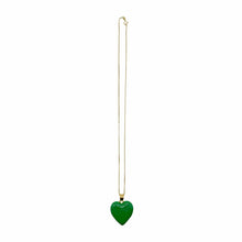 Load image into Gallery viewer, Green Enamel Heart Pendant Chain
