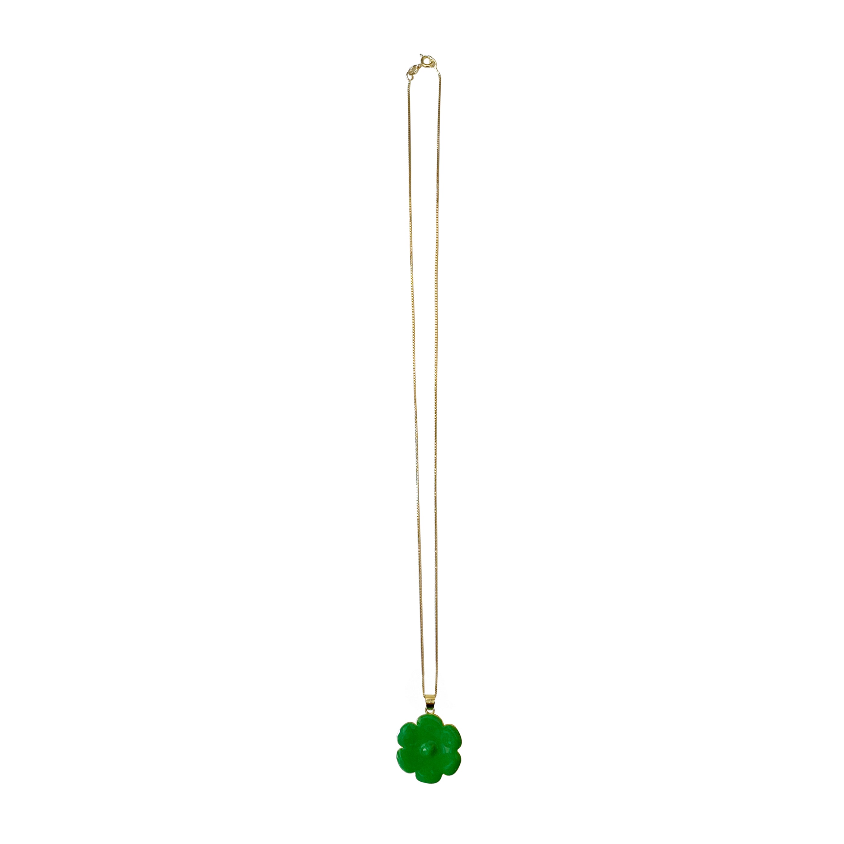 Green Enamel Flower Pendant Chain