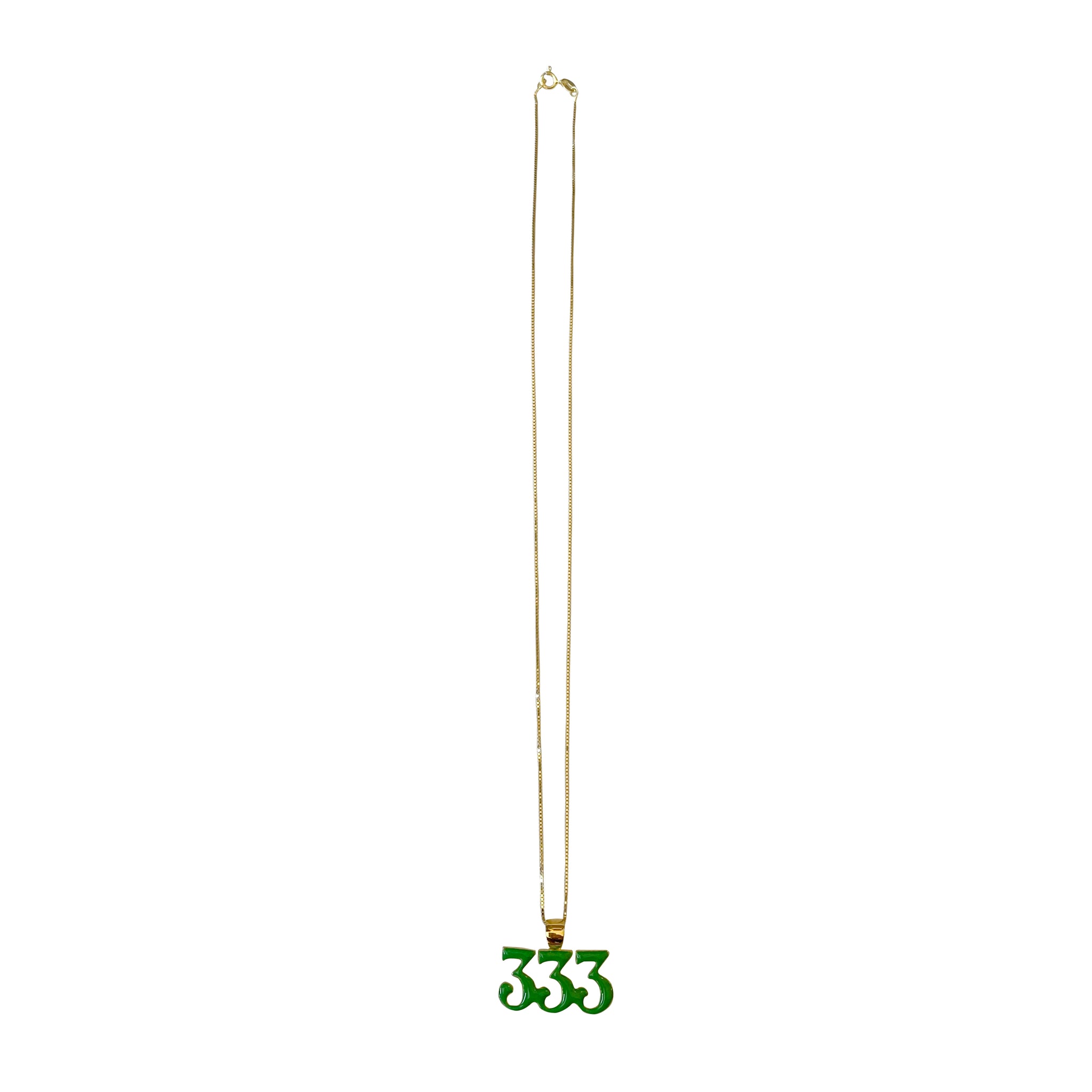 VEERT - Green Enamel 333 Pendant Chain