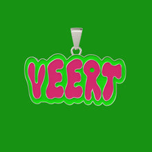 Load and play video in Gallery viewer, Green and Pink Retro Logo Pendant with Chain in White Gold
