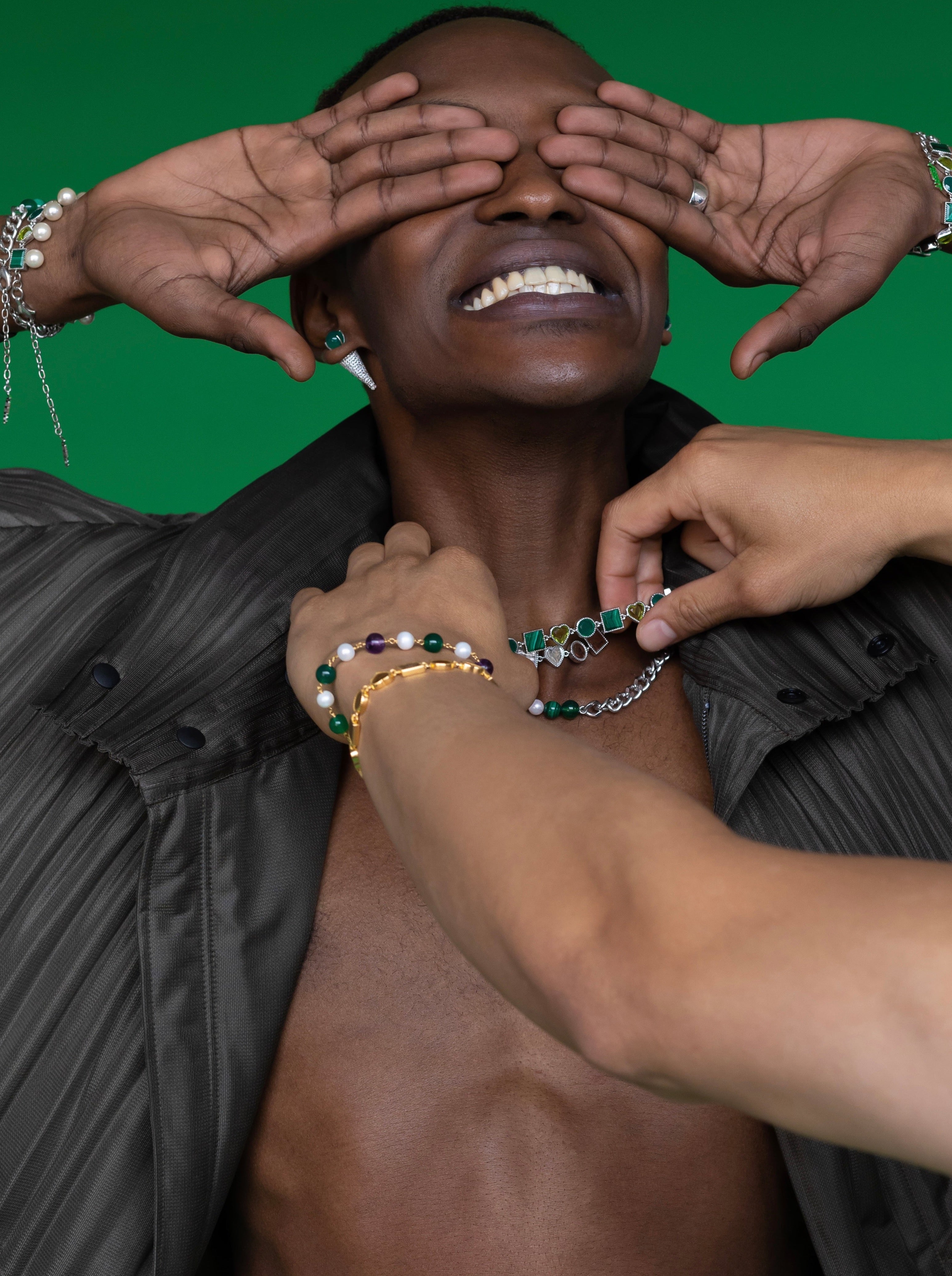 Green Shape Bracelet in White Gold