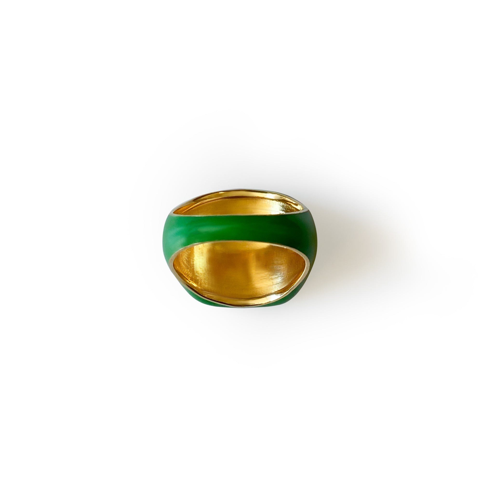 VEERT - Green Enamel Square Signet Ring