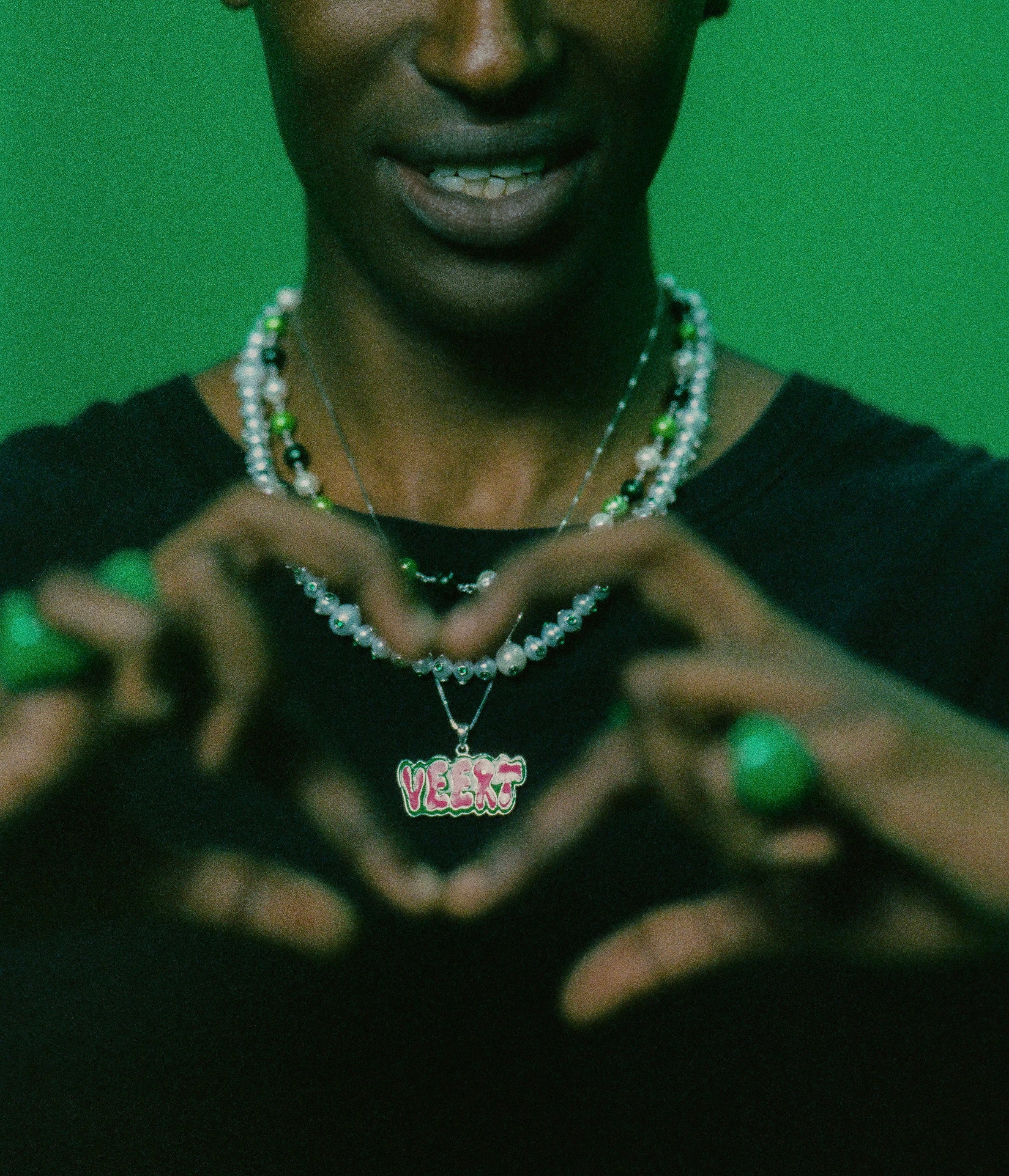 The Single Multi Green Freshwater Pearl Necklace in White Gold