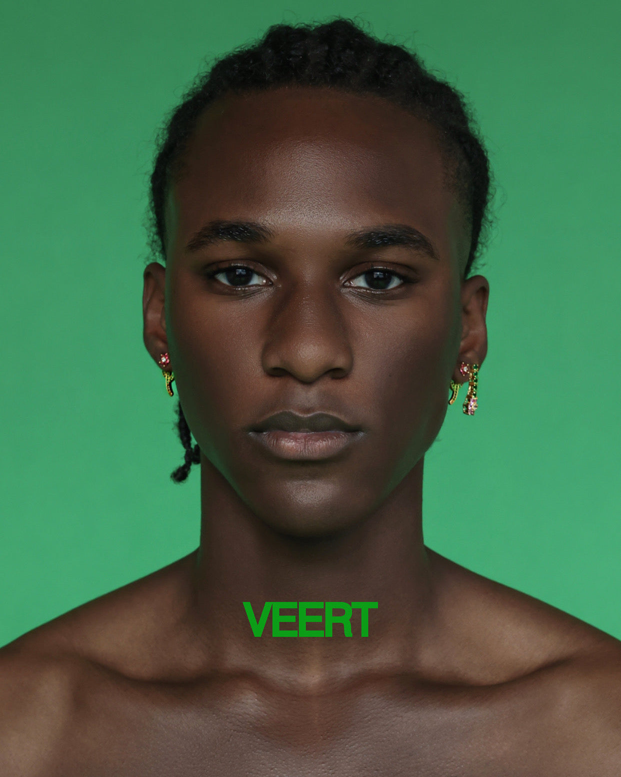 Green & Pink Flower Stud Earring