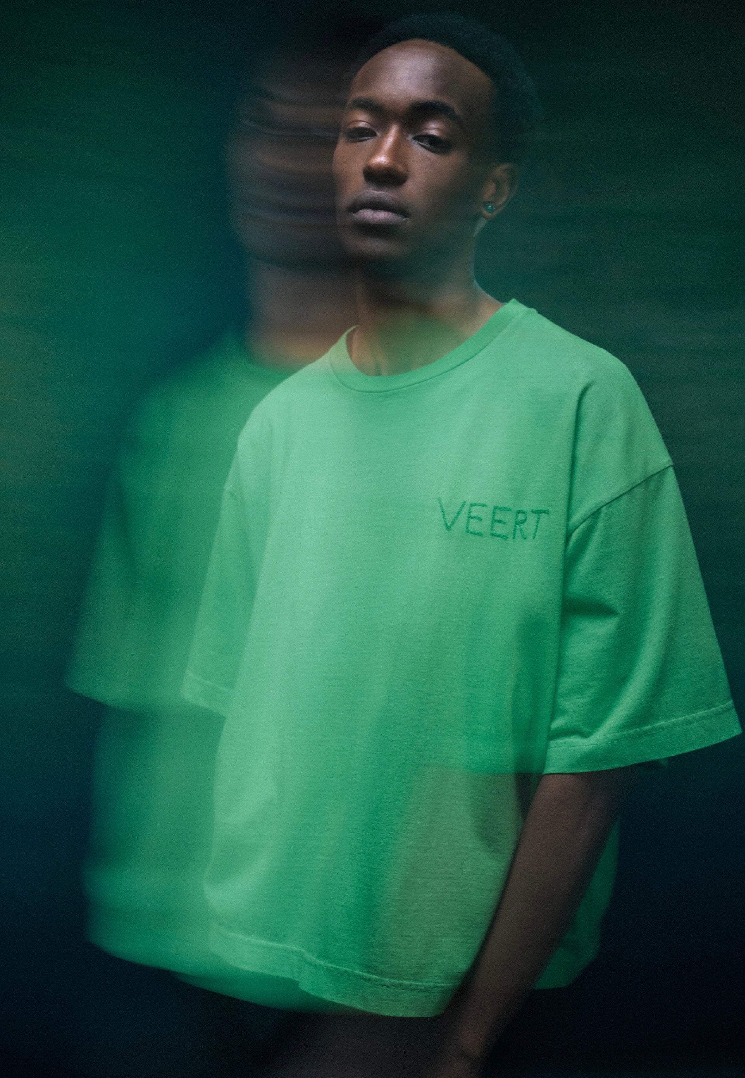 HANDWRITTEN EMBROIDERED T-SHIRT WASHED GREEN