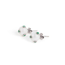 Load image into Gallery viewer, The Green Polka Dot Freshwater Pearl Earring Pair in White Gold
