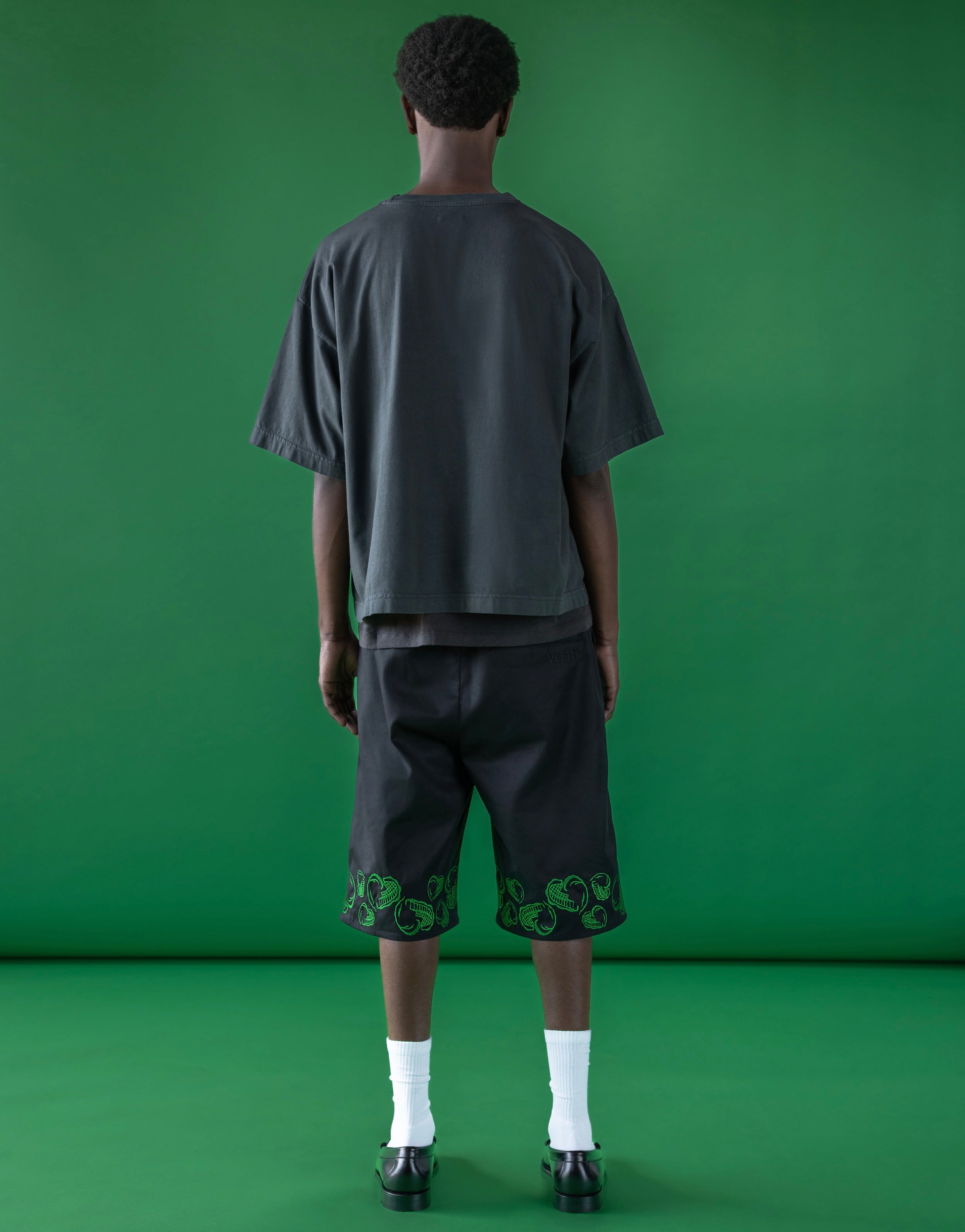 HANDWRITTEN EMBROIDERED T-SHIRT WASHED DARK GREY