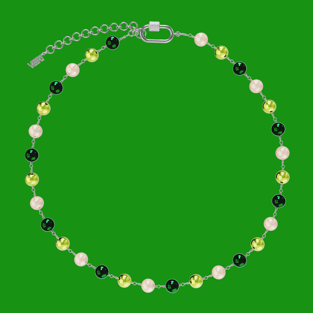 The Single Multi Green Freshwater Pearl Necklace in White Gold