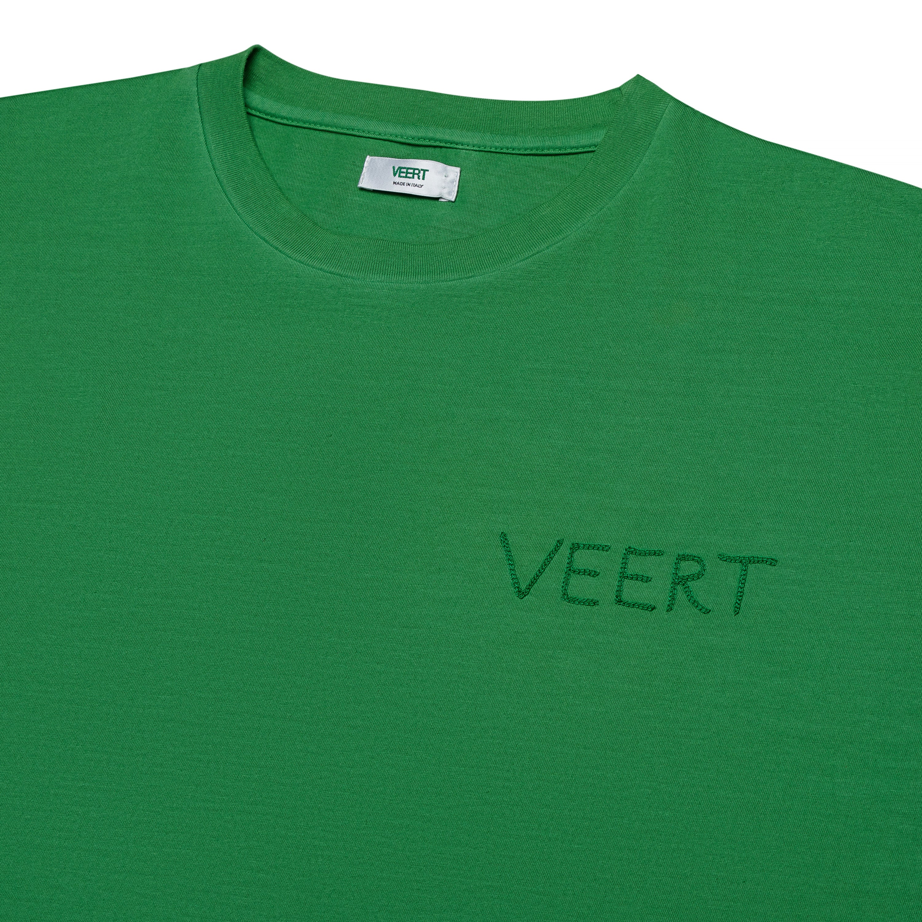 HANDWRITTEN EMBROIDERED T-SHIRT WASHED GREEN