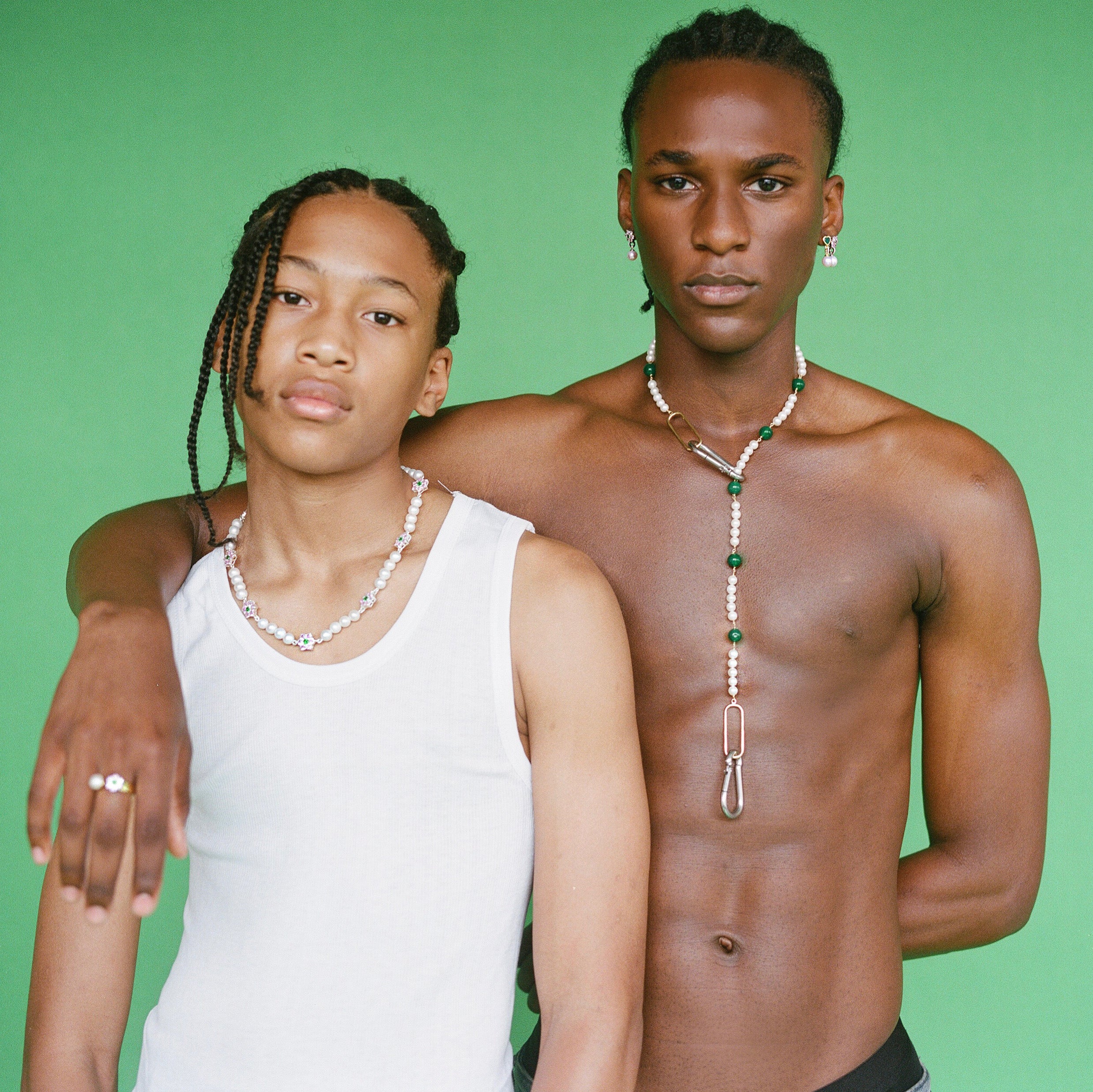 Green Onyx Freshwater Pearl Earring Pair