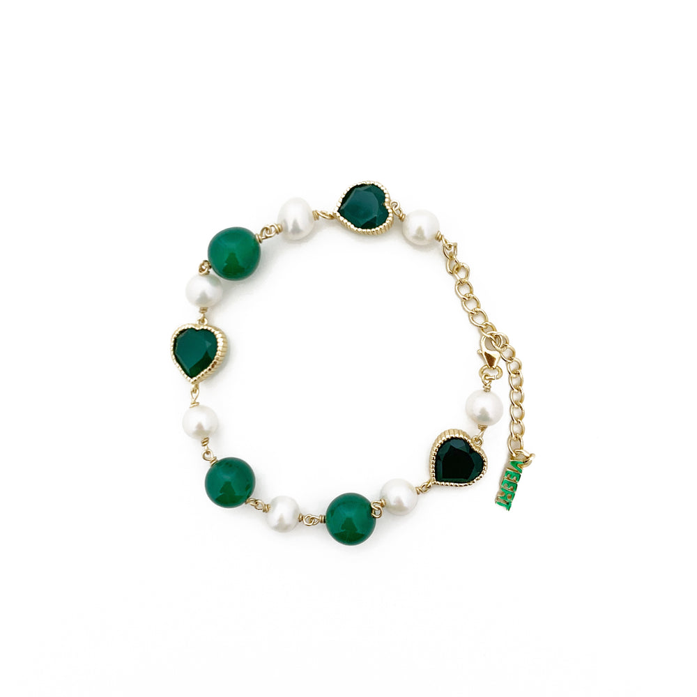 Green Onyx Freshwater Pearl Bracelet