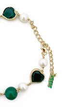 Load image into Gallery viewer, Green Onyx Freshwater Pearl Bracelet
