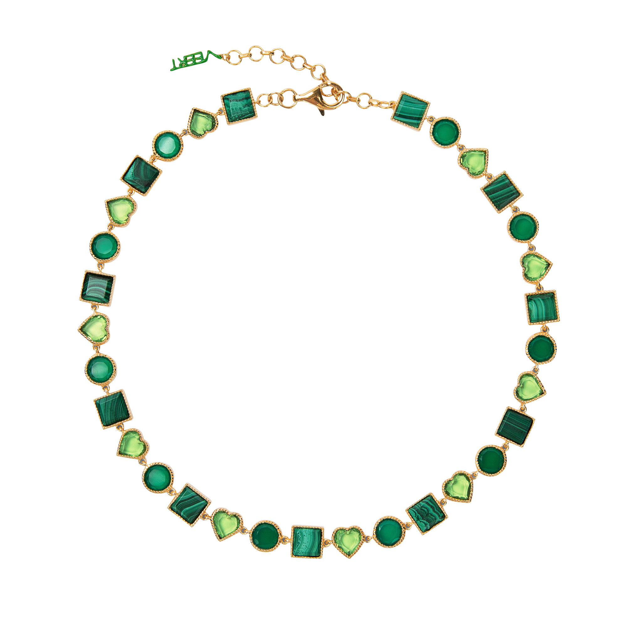 The Green Shape Necklace in Yellow Gold