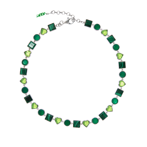 The Green Shape Necklace in White Gold